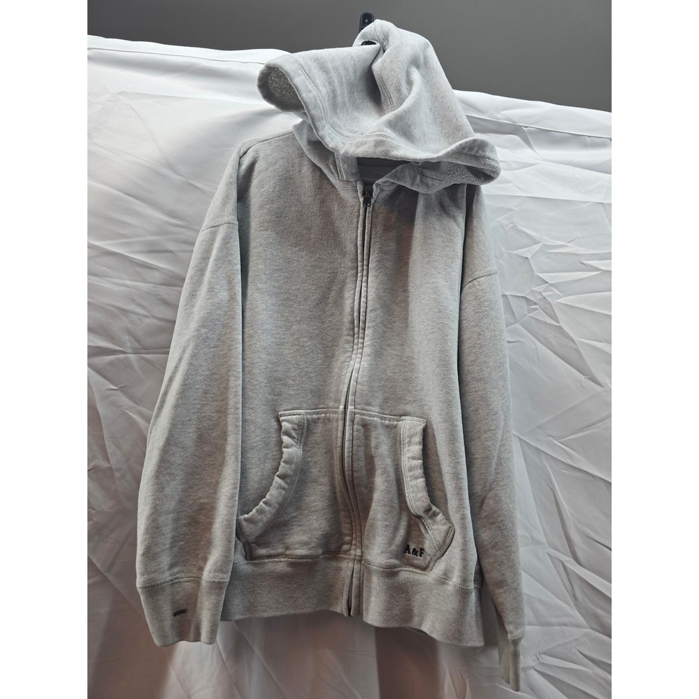 Abercrombie Kids Zip Up Hoodie Gray Size 11 12 A&F Fleece Lined Casual